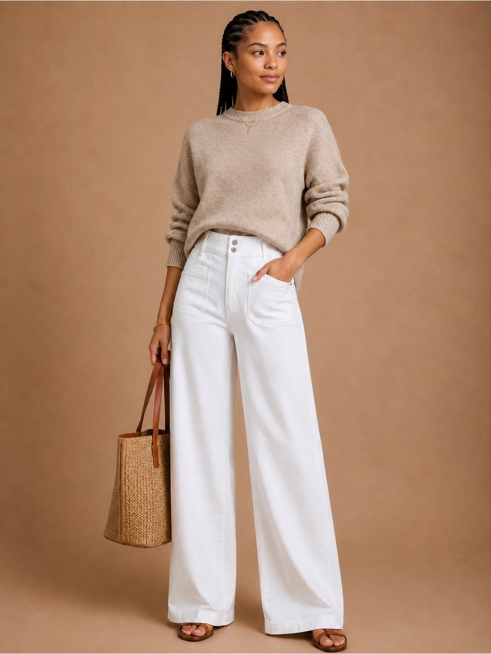 Old Navy Sky Hi Extra High Rise Wide Leg White Jeans Size 10